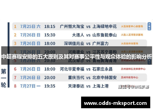 中超赛程安排的五大原则及其对赛事公平性与观众体验的影响分析